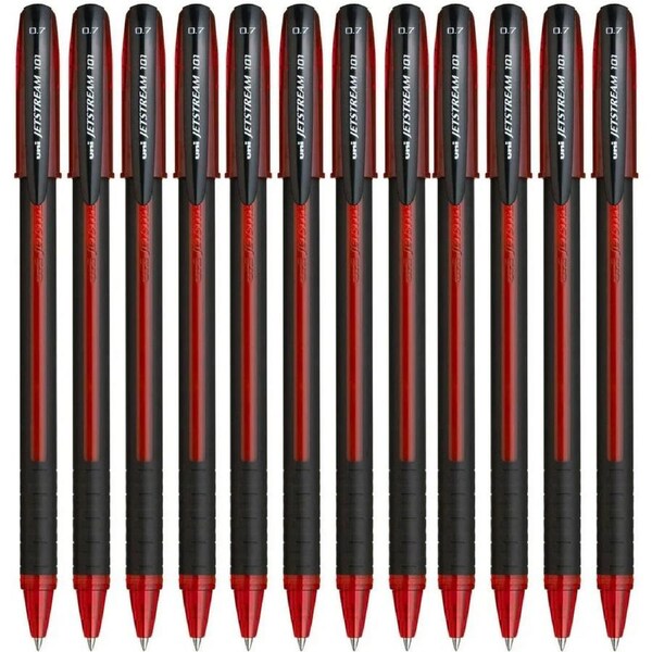 Uni-Ball 101 Jetstream Rollerball Stick Pen Fine 0.7mm Red Box 12