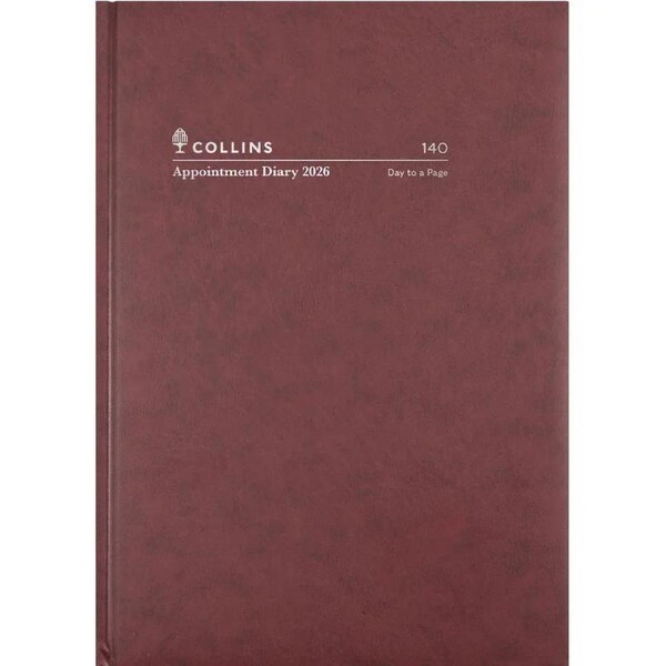 Collins A4 Day to Page 2026 Appointment Diary Burgundy 140.P78