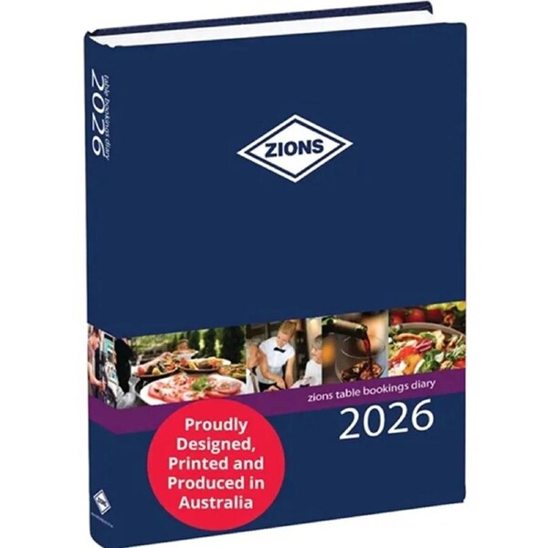 Zions 2026 Table Booking Diary Book 2-Page Per Day A4 Restaurant Cafe