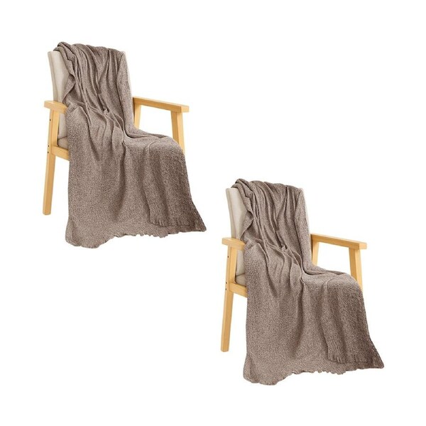 SOGA 2X 130x190cm Misty Beige Blanket – Houndstooth Tassel Throw