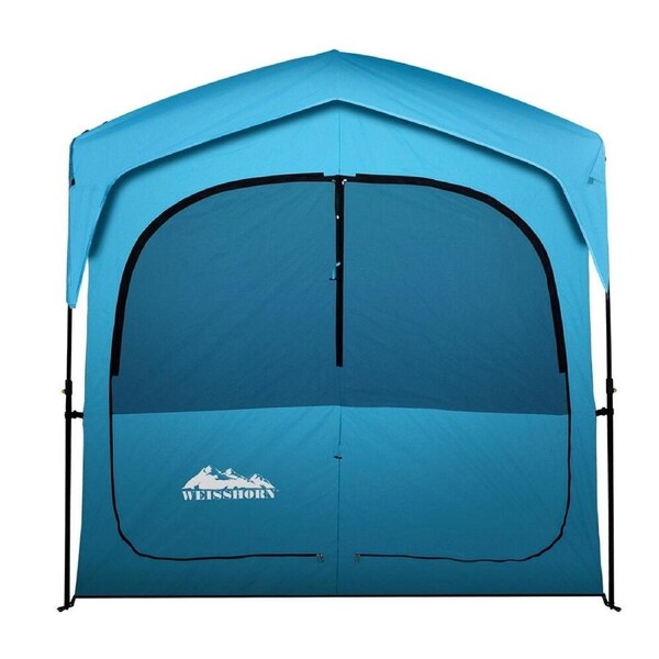 Double Camping Shower Toilet Tent Portable Outdoor Privacy Change Room Blue