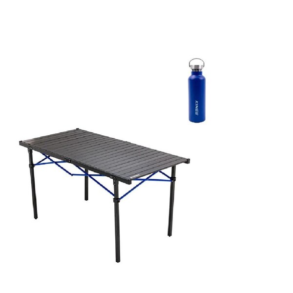 Kings Aluminium Roll-Up Camp Table - Large +Blue Water Bottle - 750ml