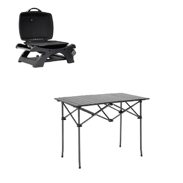 Kings Single Burner BBQ - 11,500 BTU Burner +Aluminium Roll-Up Camp Table -Large