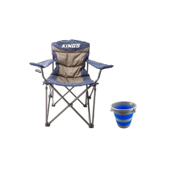 Kings Throne Camping Chair - Rated to 300kg +Collapsible 10L Bucket