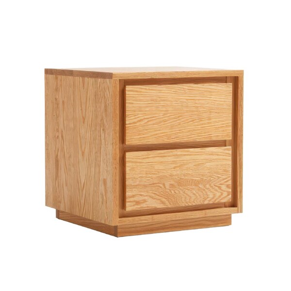 MIUZ Solid Oak Wood Bedside Table,Large Side Storage End Table Organizer with 2 Drawers Nightstand