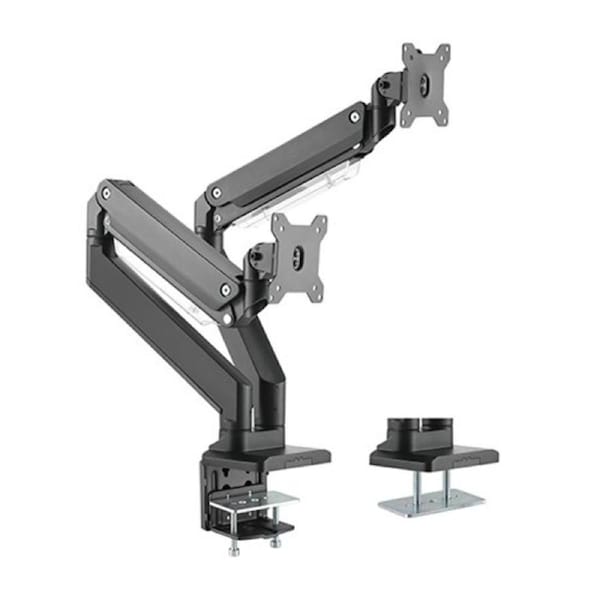 Brateck Dual Monitors Aluminum Heavy-Duty Gas Spring Monitor Arm Fit Most 17"-35" Monitors Up to 15kg per screen VESA 75x75/100x100