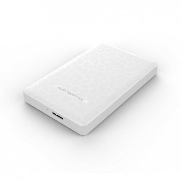 Simplecom SE101 Compact Tool-Free 2.5'' SATA to USB 3.0 HDD/SSD Enclosure White Compatible with 7mm and 9.5mm laptop 2.5' SATA HDD/SSD