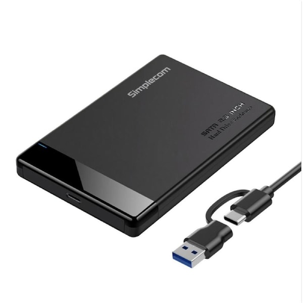 Simplecom SE109 Tool-free 2.5' SATA HDD SSD to USB-C Enclosure USB 3.2 Gen 1 Compatible with 7mm and 9.5mm laptop 2.5' SATA HDD/SSD