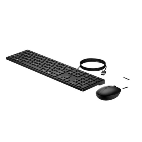 HP 320MK USB Wired Desktop Keyboard Mouse Combo Reduced-sized & Low-Profile Quiet Keys Plug&Play for Notebook Desktop PC WIN11/10 Black