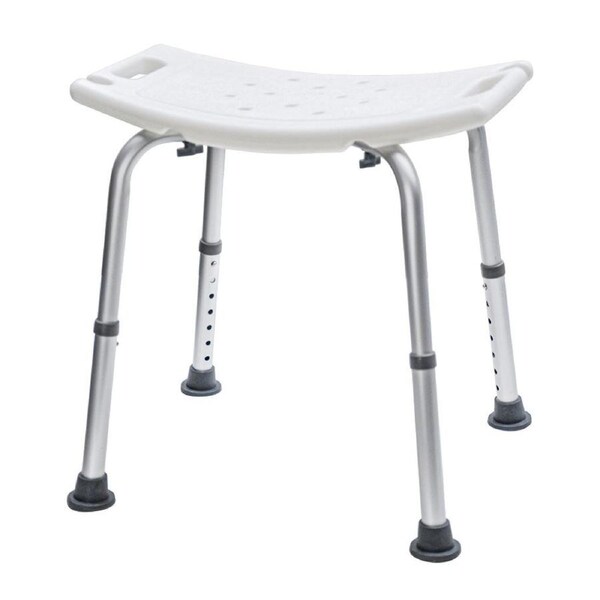 Shower Chair Stable Non-Slip Bath Seat 37-52cm Height Adjustable with Shower Holder and Armrest for Elderly Medical Disabled Safety Bathroom Max Load 100kg