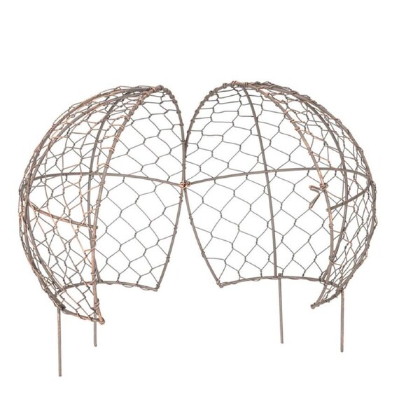 Small Wire Mesh Metal Ball Topiary Plant Frame 16x15cm Rust Copper