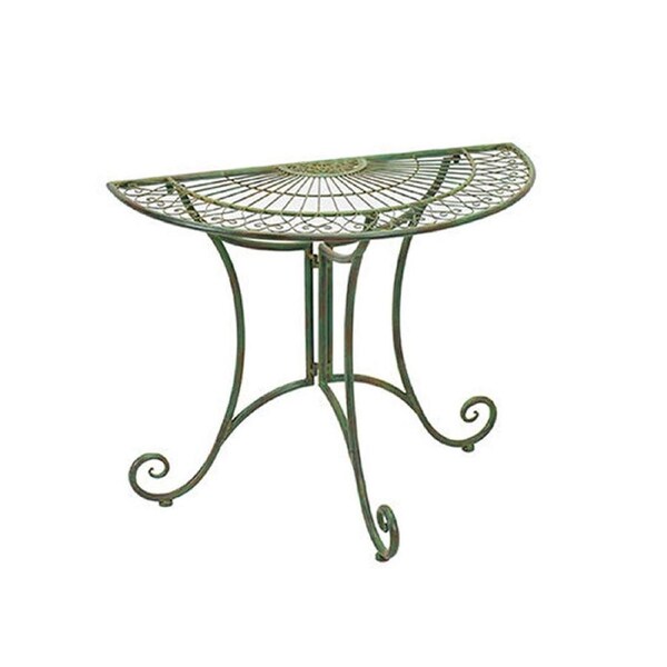 Coated Steel Florentine Half Table Outdoor Furniture 75x90cm Green