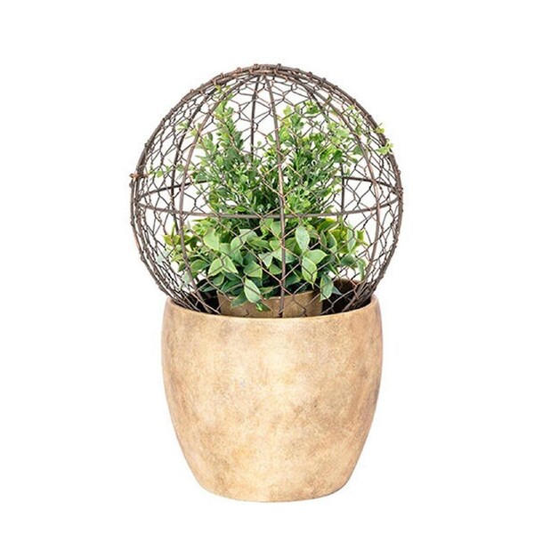 Medium Wire Mesh Metal Ball Topiary Plant Frame 24x22cm Rust Copper