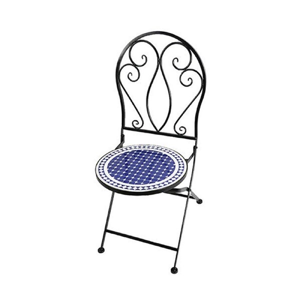 Coated Steel Mosaic Chair Outdoor Furniture 93x50cm Blue & White