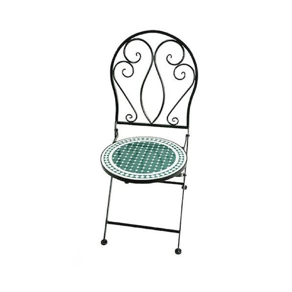 Coated Steel Mosaic Chair Outdoor Furniture 93x50cm Green & White