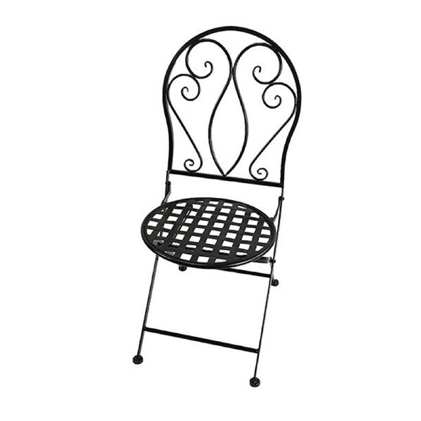 Coated Steel Chair With Lattice Seat Outdoor Furniture 93x50cm Black