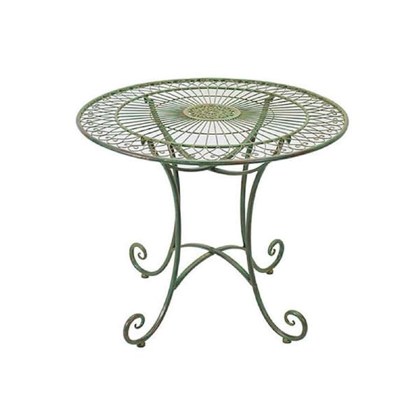 Steel Florentine Metal Table Outdoor Furniture 90cm Antique Green