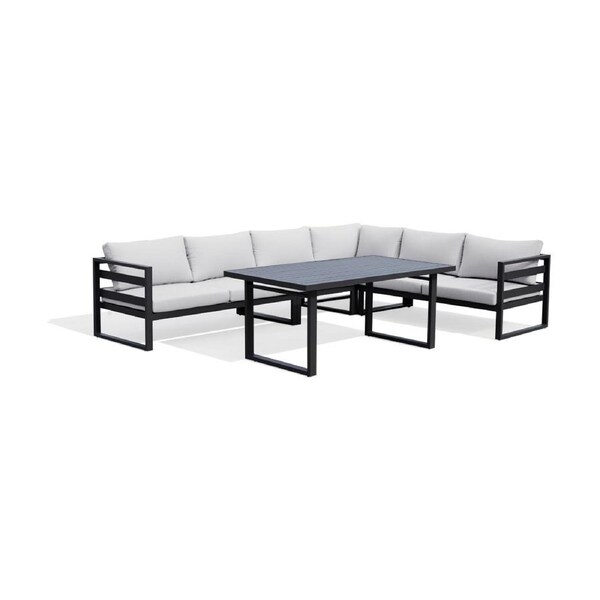 Bellavista 5pc Outdoor Corner Modular Lounge Set Aluminium Dining Setting Charcoal