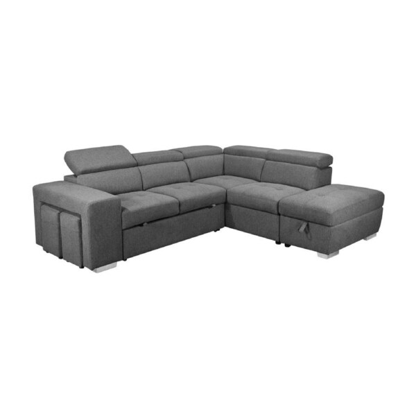 Ivan 4 Seater Corner Sofa Bed Ottoman Storage RHF Chaise Lounge Grey ...