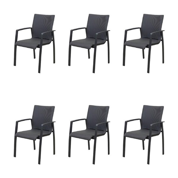 Ataman 6pc Set Aluminium Outdoor Dining Chair Dark Grey