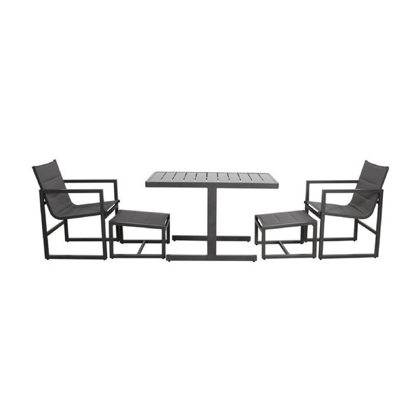 Venus 5pc Outdoor Balcony Aluminium Dining Chair Table Charcoal