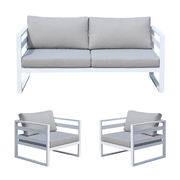 Bellavista 1+1+2 Seater Set Outdoor Chair Sofa Lounge Aluminium Frame White