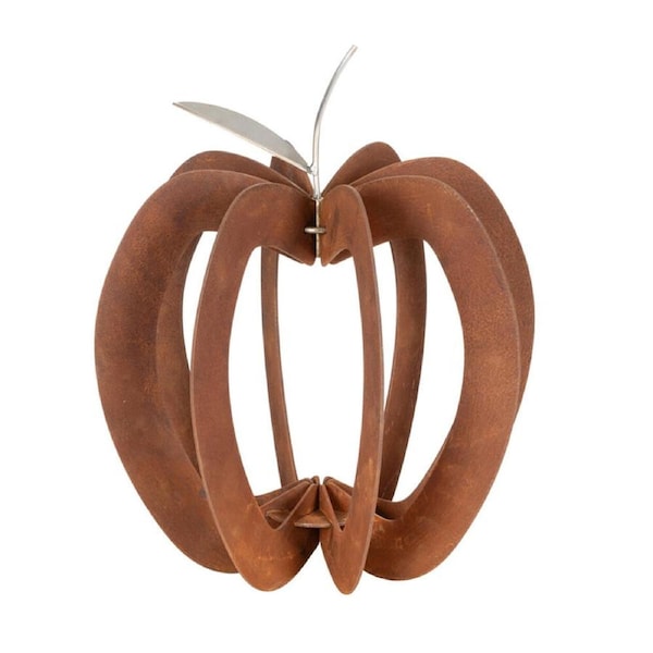 Apple Sculpture Corten Steel Small Outdoor Decoration 34x28cm Rust