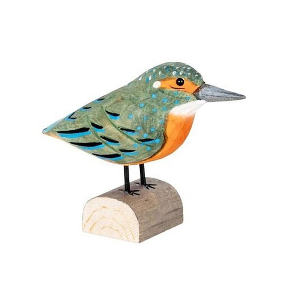 Timber Kingfisher Indoor Home Decoration 23x9cm Green