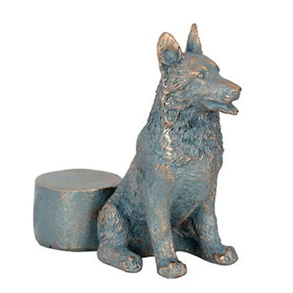 Polyresin German Shepherd Dog Planter Pot Feet Riser Aged Brass