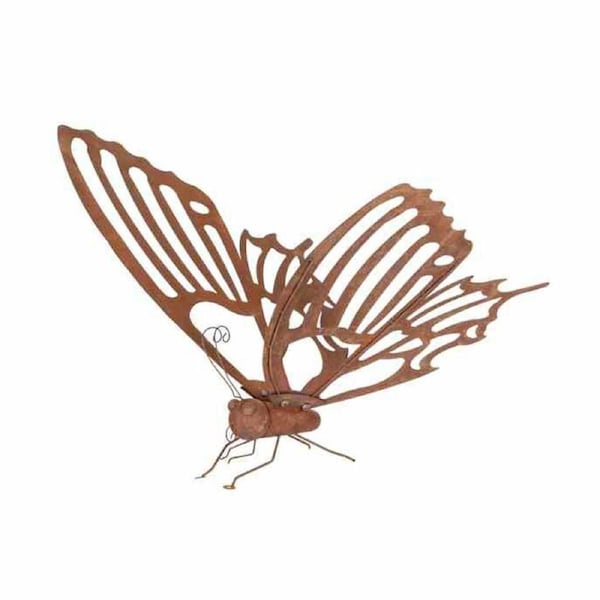 Large Standing Butterfly Outdoor Decoration 65x91cm Rust