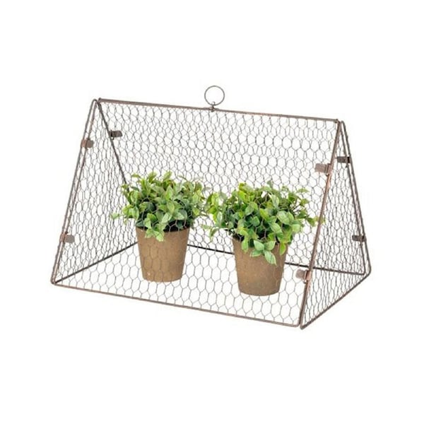 Cloche Triangle Wire Outdoor Decoration 46x30cm Rust Copper