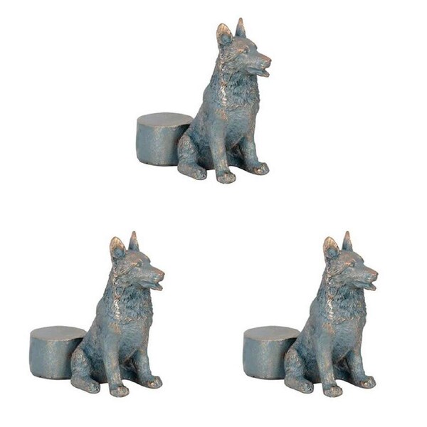 3PK Polyresin Dog Planter Pot Feet Riser Aged Brass Assorted