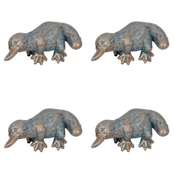 4PK Polyresin Platypus Planter Pot Sitter Ornament Aged Brass Assorted