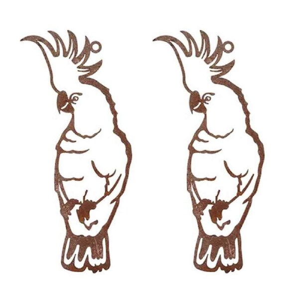 2PK Steel Aussie Birds Silhouette Outdoor Decor 25x21cm Rust Assorted