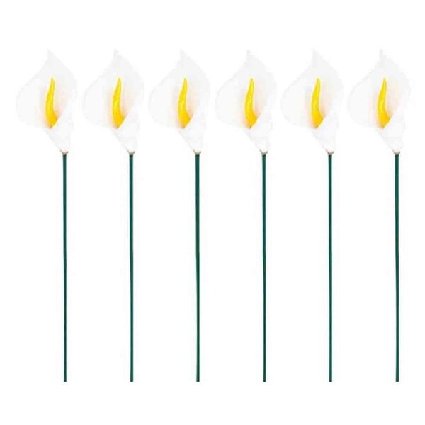 6PK Lily Ceramic Stick Outdoor Decoration 30cm White/Yellow