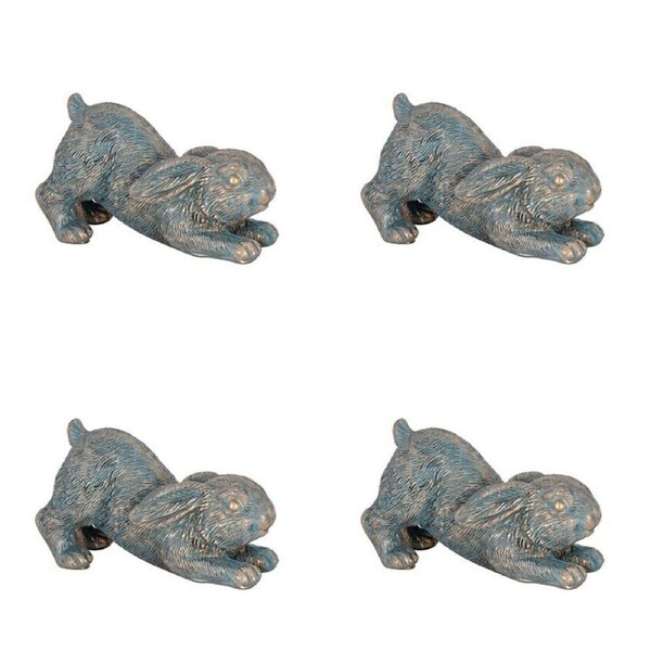 4PK Polyresin Bunny Rabbit Planter Pot Feet Riser Aged Brass