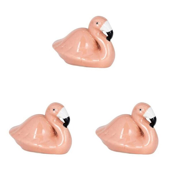 3PK Floating Flamingo Outdoor Bird Bath Decoration 10x8cm Pink