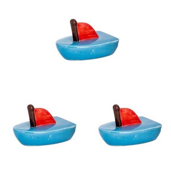 3PK Floating Boat Outdoor Decoration 10x7cm Multicoloured Assorted