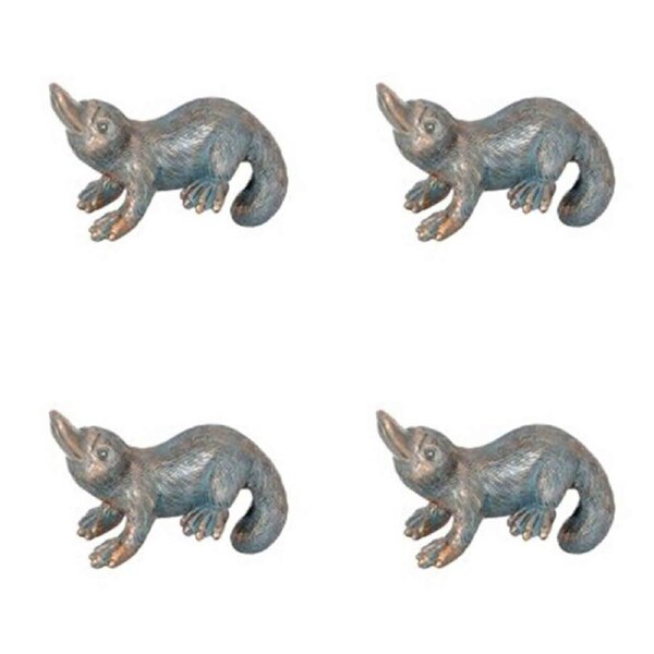 4PK Polyresin Aussie Animals Pot Sitter Ornament Aged Brass Assorted