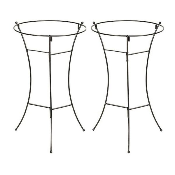 2PK 3 Legged Powder Coated Metal Bird Bath Stand 57x37cm Matte Black