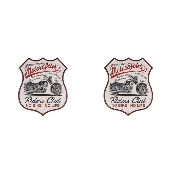 2PK Automotive Car Themed Hanging Wall Art Signs Multicoloured Assorted