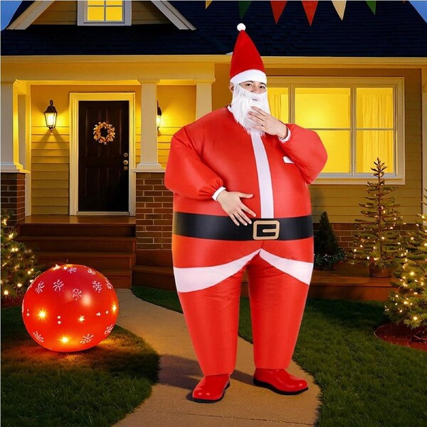 Inflatable Christmas Santa Claus Costume Adult Suit Blow Up Party Fancy Dress Xmas Cosplay