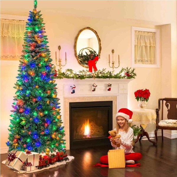 Costway 1085 Tips Christmas Pine Tree w/Remote Control Lights Xmas Gift Decoration