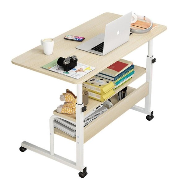Nevenka Mobile Laptop Desk with Storage Shelves Height Adjustable Rolling Table