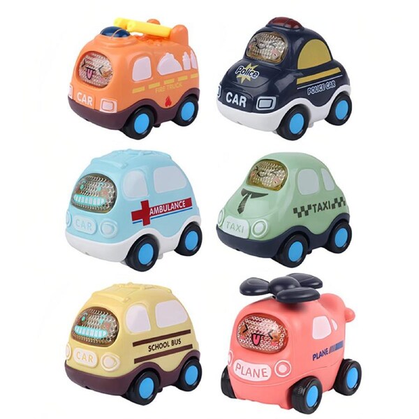 Nevenka 6Pcs Cartoon Inertia Car Toys Colorful Fun Car Playsets for Boys Girls