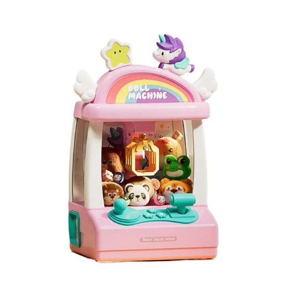 Nevenka Mini Claw Machine for Kids DIY Interaction Vending Machine Toys-PinkUnicorn