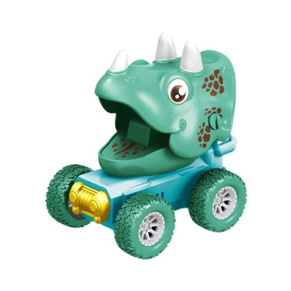 Nevenka Dinosaur Truck Toy Colorful Dinosaurs Press and Go Toys-GreenTriceratops