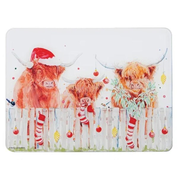Ashdene Kitchen GLASS Cow Christmas Surface Saver 522697