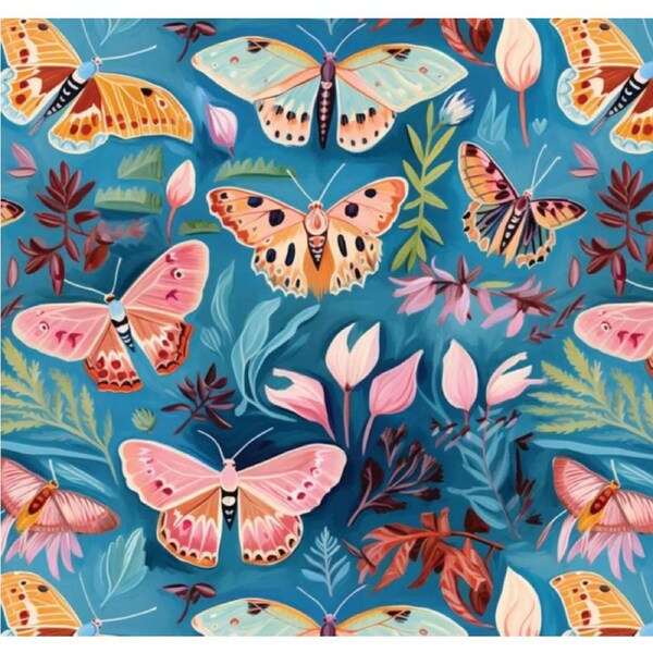 Quilting Patchwork Fabric Sewing Moths or Butterflies Backing 270x50cm