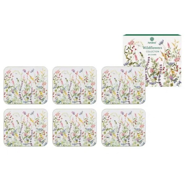 Ashdene Kitchen Cork Backed Coasters Wildflowers Set 522217